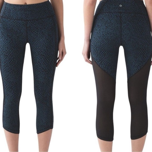 Lululemon - Deep Breath Crop - Shatter Weave - Desert Teal/Alberta Lake - Size 6 - Picture 1 of 7